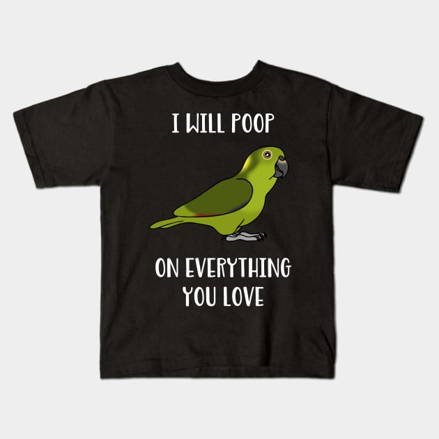 Yellow Naped Amazon Parrot Will poop on everything you love Kids T-Shirt by FandomizedRose